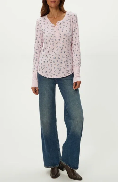 Michael Stars Regan Floral Waffle Knit Henley In Multi