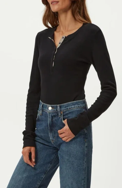 Michael Stars Minnie Ribbon Accent Henley In Black