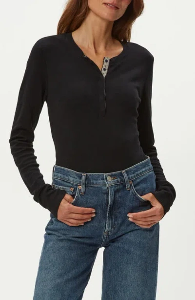 Michael Stars Minnie Ribbon Accent Henley In Black