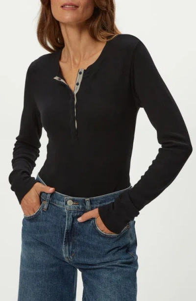 Michael Stars Minnie Ribbon Accent Henley In Black