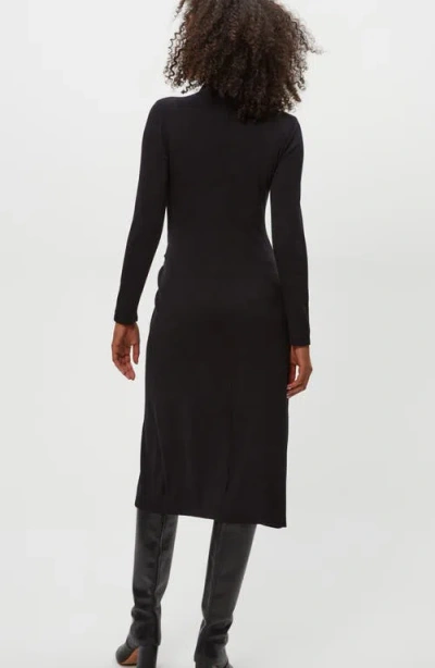 Michael Stars Tish Twisted Mock Neck Long Sleeve Midi Dress In Black