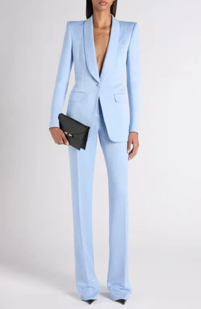 Tom Ford Washed Cotton & Silk Duchesse Satin Jacket In Blue