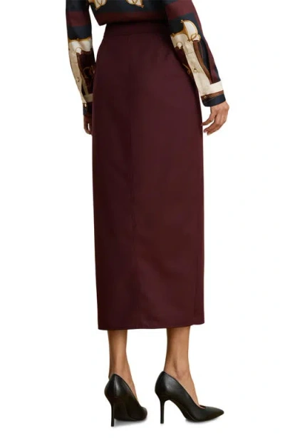 Ralph Lauren Lauren  Wool Blend Pencil Skirt In Burgundy