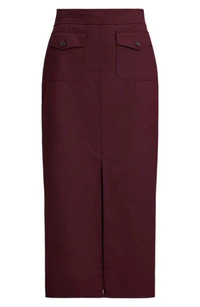 Ralph Lauren Lauren  Wool Blend Pencil Skirt In Burgundy