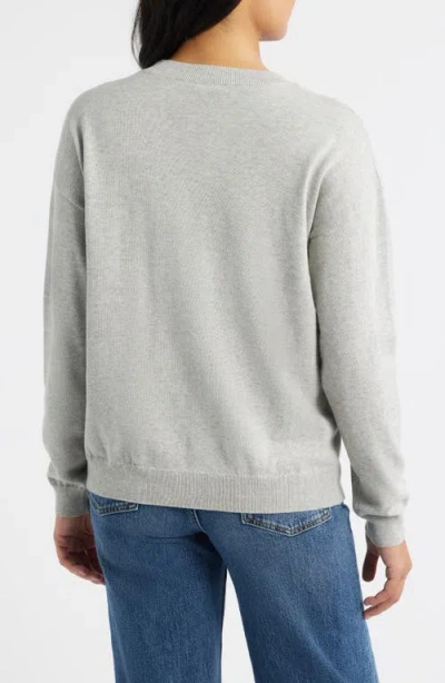 Bobeau Martini Crewneck Cotton Sweater In Gray