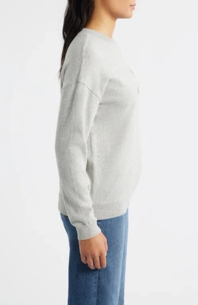 Bobeau Martini Crewneck Cotton Sweater In Gray