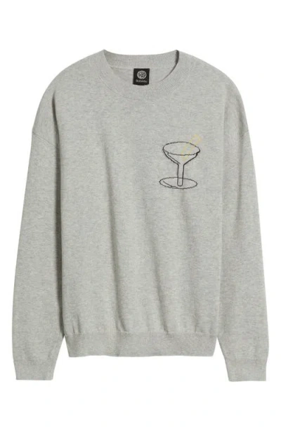 Bobeau Martini Crewneck Cotton Sweater In Gray