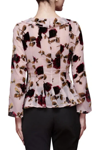 Avec Les Filles Ruffle Trim Floral Print Shirt In Pink