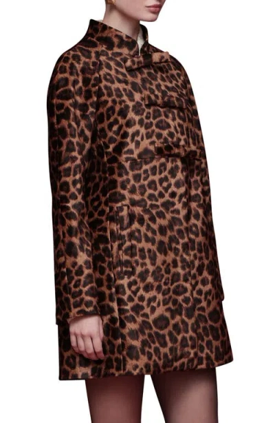 Avec Les Filles Leopard Print A-line Jacket In Brown