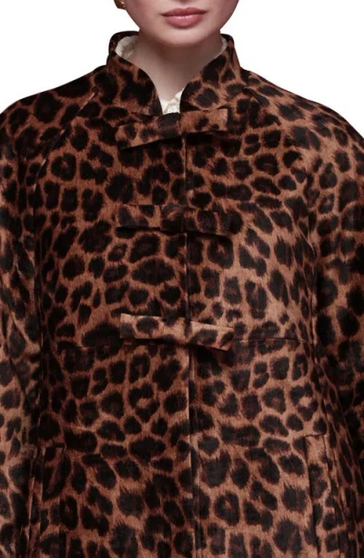 Avec Les Filles Leopard Print A-line Jacket In Brown