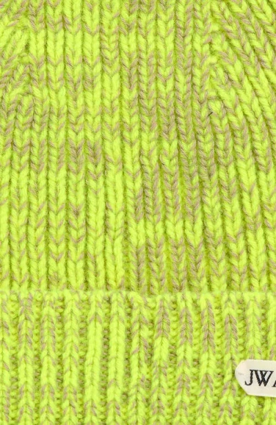 Jw Anderson Wool Blend Mouline Beanie In Green