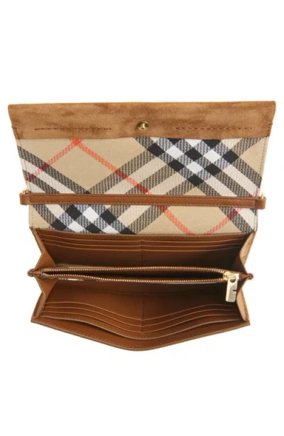 Burberry Cotswolds Suede Wallet On A Chain In Brown