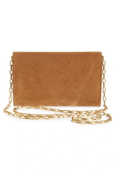 Burberry Cotswolds Suede Wallet On A Chain In Brown