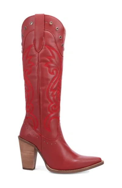 Dingo Rock N Rebel Knee High Western Boot In Red