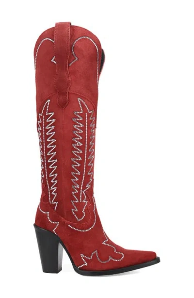 Dingo Double Take Over The Knee Western Boot In Red