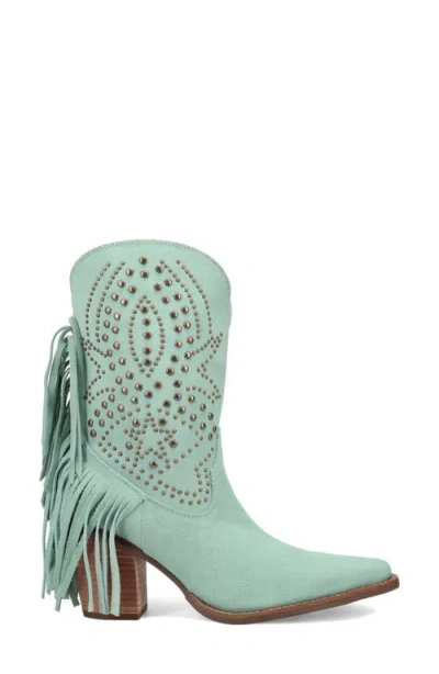Dingo Star Power Fringe & Stud Western Boot In Green