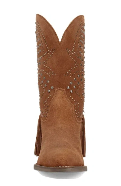 Dingo Star Power Fringe & Stud Western Boot In Brown