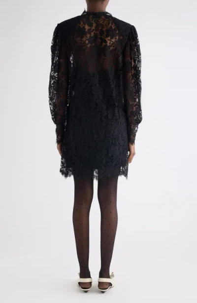 Chloé Long Sleeve Lace Minidress In Black