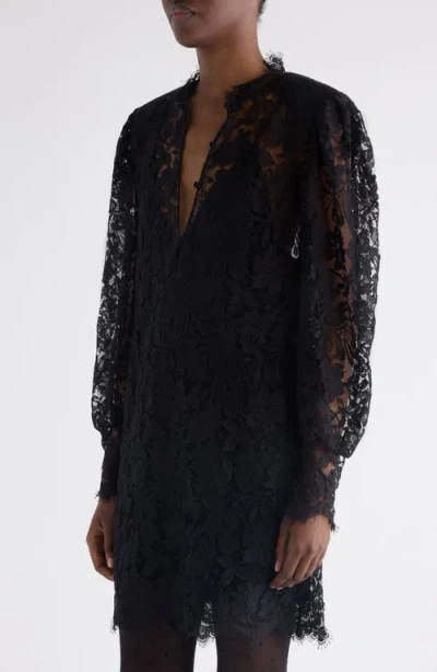 Chloé Long Sleeve Lace Minidress In Black