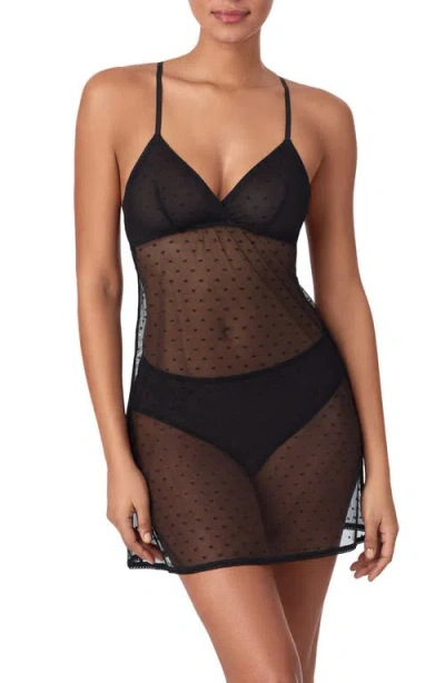 Dkny Heart Sheer Mesh Chemise In Black
