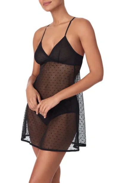 Dkny Heart Sheer Mesh Chemise In Black