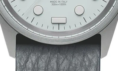 Unimatic Ut1-go Diver Leather Strap Watch, 43.7mm In Silver