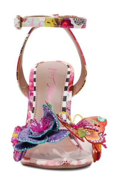 Betsey Johnson Chelsie Floral Ankle Strap Sandal In Multi