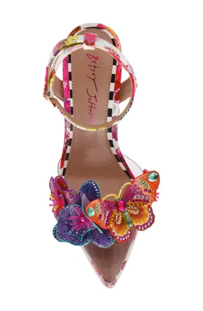 Betsey Johnson Chelsie Floral Ankle Strap Sandal In Multi