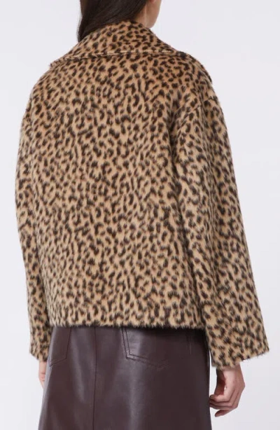 Weekend Max Mara Cheetah Print Wool-blend Peacoat In Brown