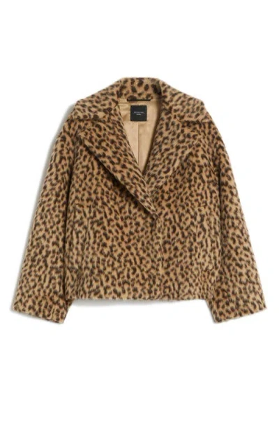 Weekend Max Mara Cheetah Print Wool-blend Peacoat In Brown