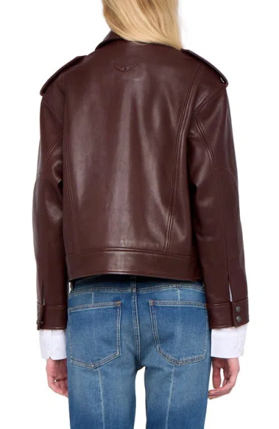 Zadig & Voltaire Kimo Button Leather Jacket In Brown