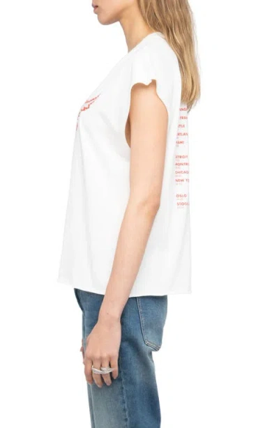 Zadig & Voltaire Cloe Heart Wings Strass Crystal Embellished Cotton Graphic T-shirt In White