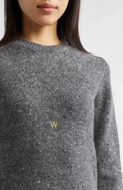 Jw Anderson Monogram Embroidered Wool & Mohair Sweater In Gray