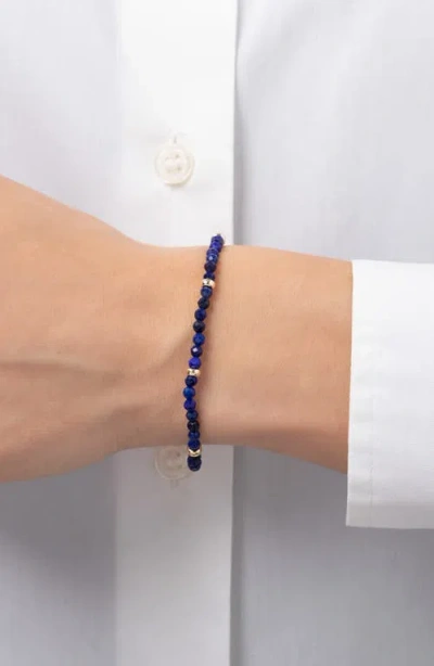 Zoe Lev Lapis Lazuli & 14k Gold Stretch Beaded Bracelet In Blue