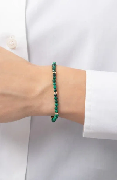Zoe Lev Malachite & 14k Gold Stretch Beaded Bracelet In Green