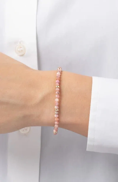Zoe Lev Rhodochrosite & 14k Gold Stretch Beaded Bracelet In Pink