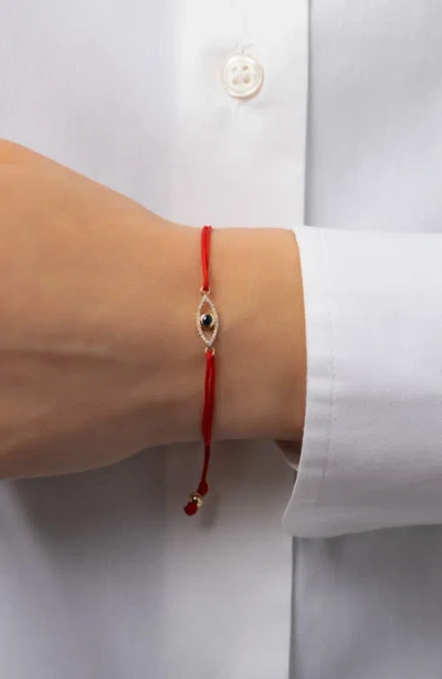 Zoe Lev Diamond & Sapphie Evil Eye Friendship Bracelet In Red