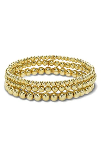Zoe Lev Set Of 3 Stretch Beaded Bracelets In Gold