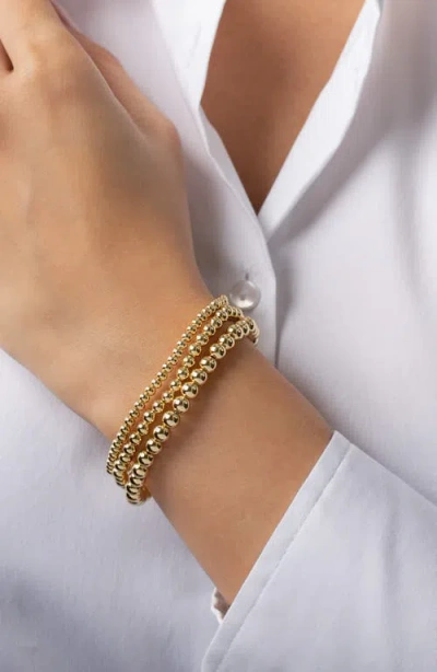 Zoe Lev Set Of 3 Stretch Beaded Bracelets In Gold