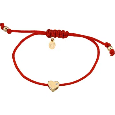 Zoe Lev Heart Fortune Bracelet In Red
