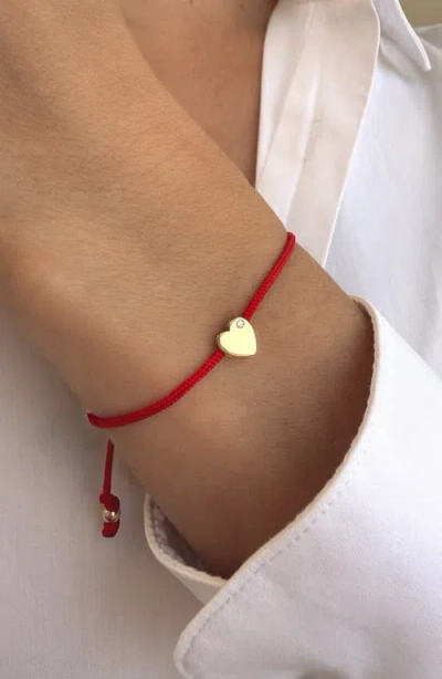 Zoe Lev Heart Fortune Bracelet In Red