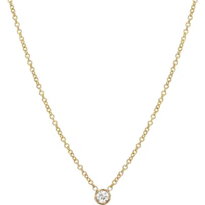 Zoe Lev Small Bezel Diamond Solitaire Necklace In Gold
