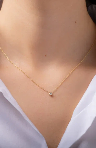 Zoe Lev Small Bezel Diamond Solitaire Necklace In Gold