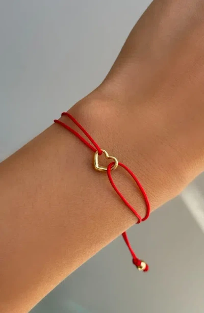 Zoe Lev Open Heart Fortune Bracelet In Red