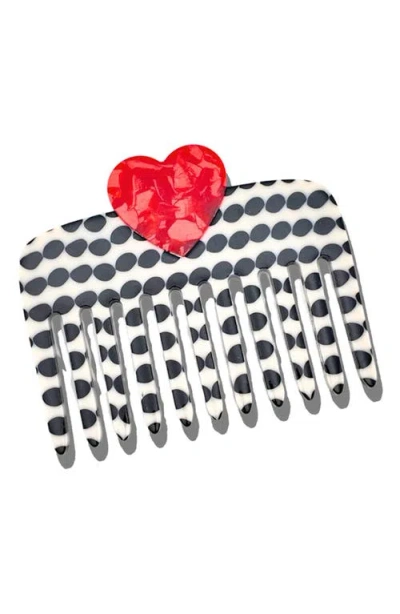 Solar Eclipse Hand Painted Polka Dot Comb & Heart Claw Clip Set In Red