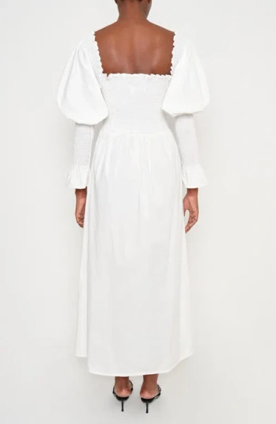 The Lulo Project The Honor Smocked Long Sleeve Maxi Dress In White