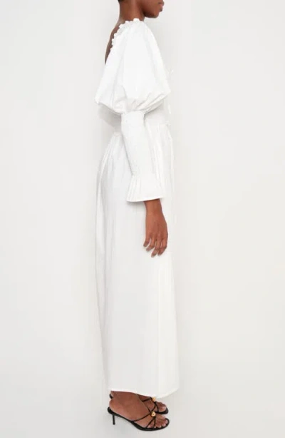 The Lulo Project The Honor Smocked Long Sleeve Maxi Dress In White