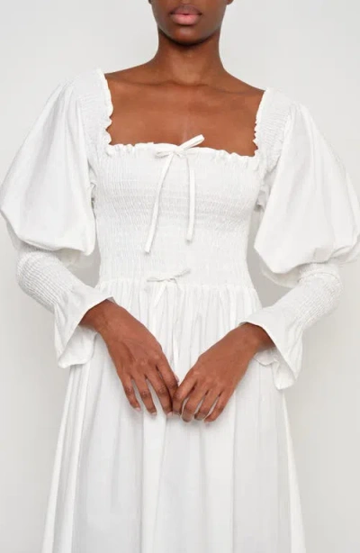 The Lulo Project The Honor Smocked Long Sleeve Maxi Dress In White