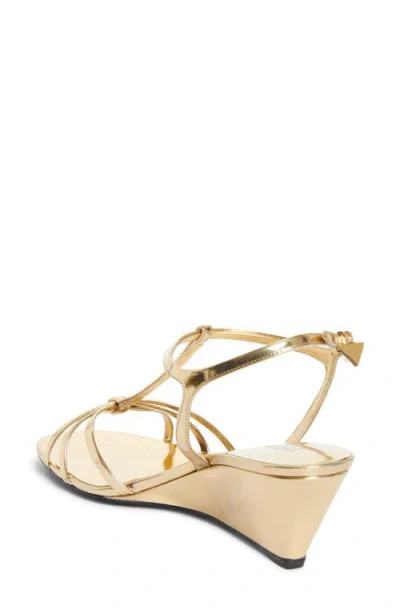 Prada Metallic Wedge Sandals Ankle Strap Open Toe In Multi