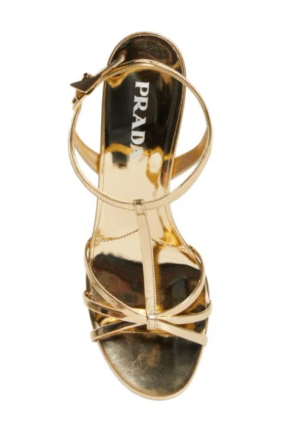 Prada Metallic Wedge Sandals Ankle Strap Open Toe In Multi